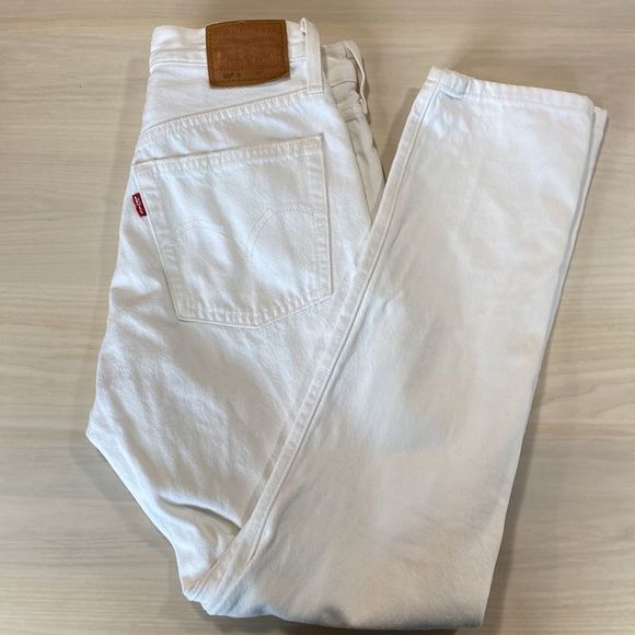 Levi's 501 White Distressed Denim Jeans - Picture 4 of 14